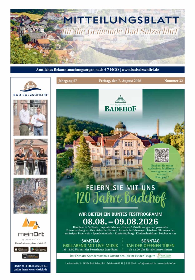 Amtliches Bekanntmachungsorgan der Gemeinde Bad Salzschlirf Titelblatt 32/2026