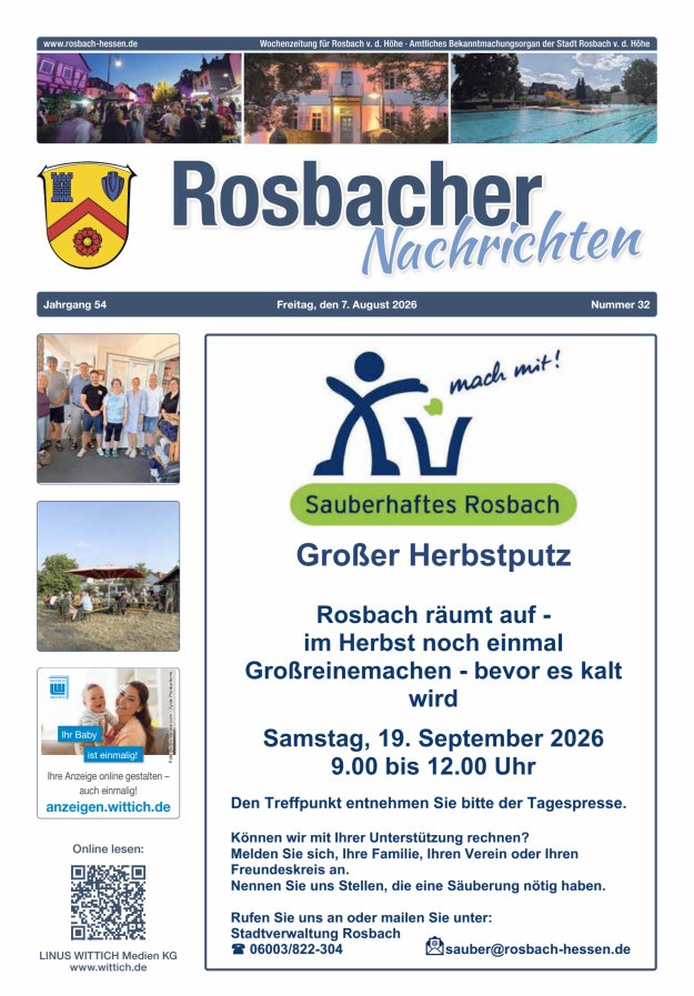 Rosbacher Nachrichten Titelblatt 32/2026