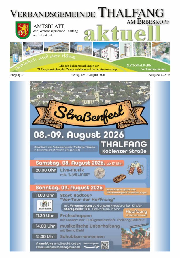 Thalfang aktuell - Amtsblatt VG Thalfang Titelblatt 32/2026