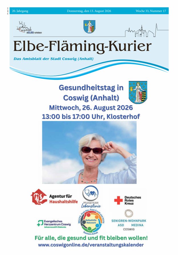 Elbe-Fläming-Kurier Das Amtsblatt der Stadt Coswig (Anhalt) Titelblatt 17/2026