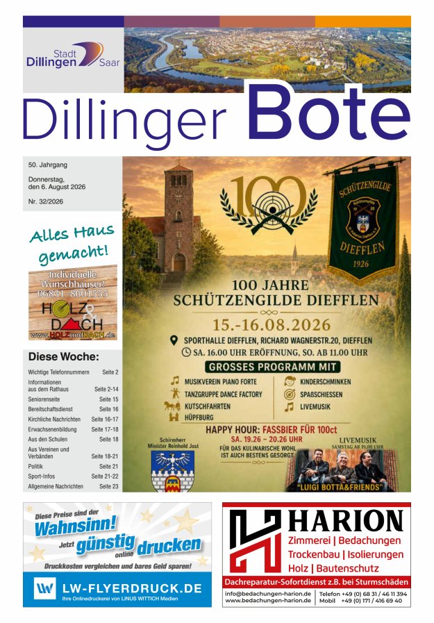 Dillinger Bote Titelblatt 32/2026