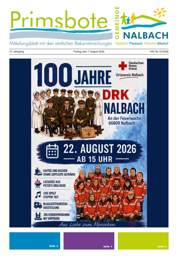 Primsbote Gemeinde Nalbach Titelblatt 32/2026
