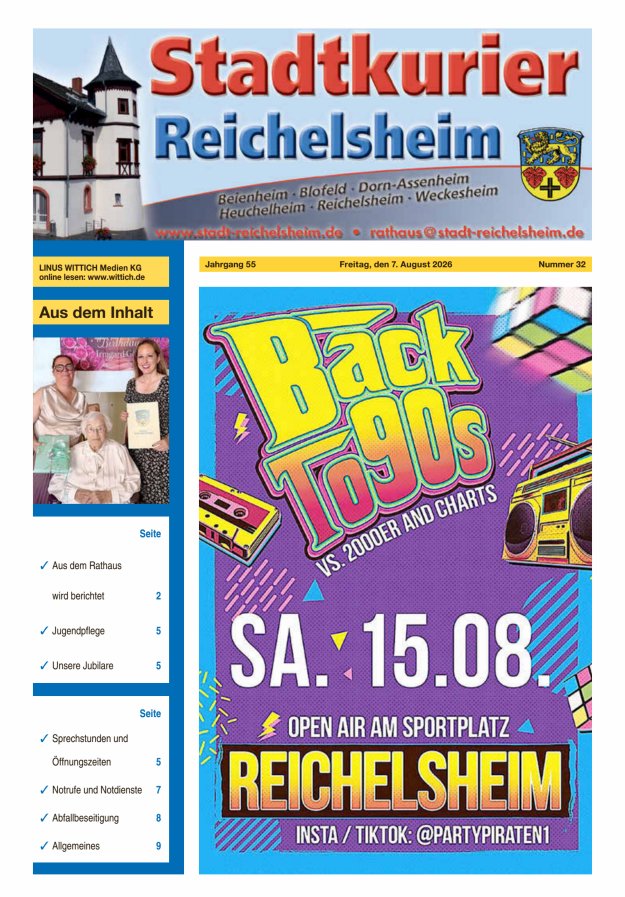 Stadtkurier Reichelsheim Titelblatt 32/2026