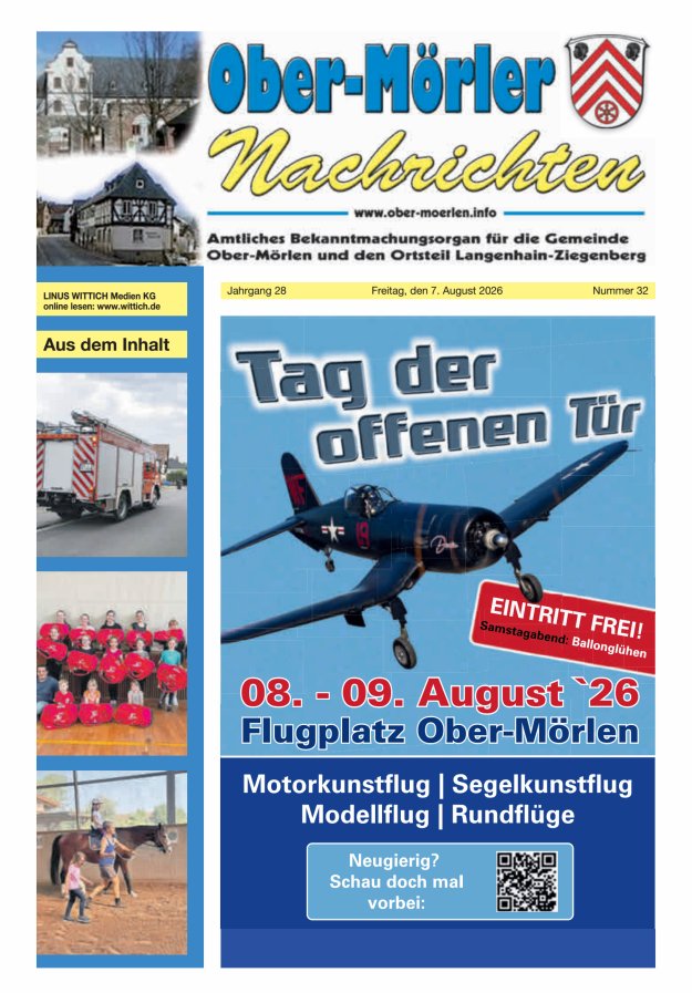Ober-Mörler Nachrichten Titelblatt 32/2026