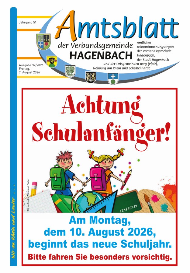 Amtsblatt der VG Hagenbach Titelblatt 32/2026