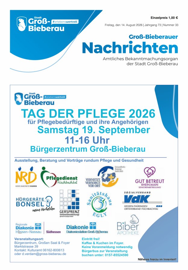 Groß-Bieberauer Nachrichten Titelblatt 33/2026