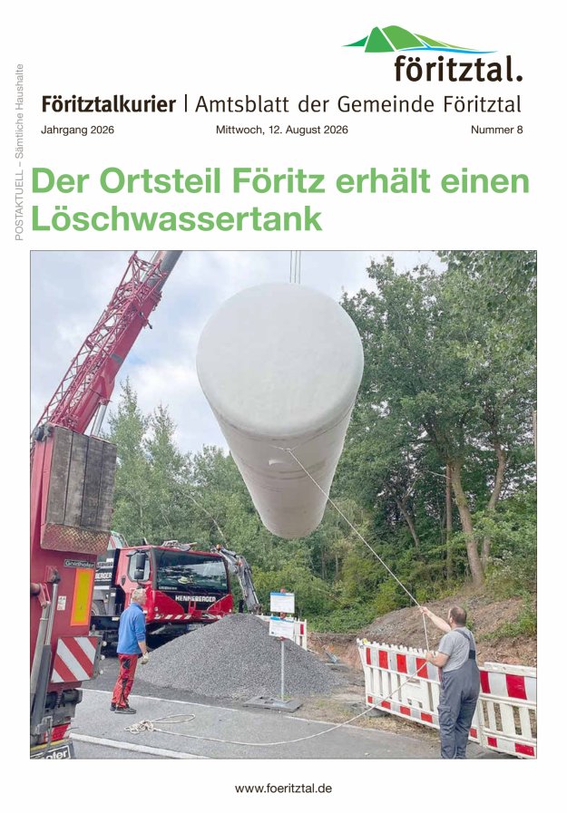 Amtsblatt der Gemeinde Föritztal Titelblatt 08/2026