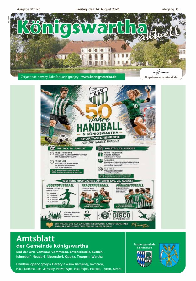 Königswartha aktuell - Amtsblatt der Gemeinde Königswartha Titelblatt 08/2026