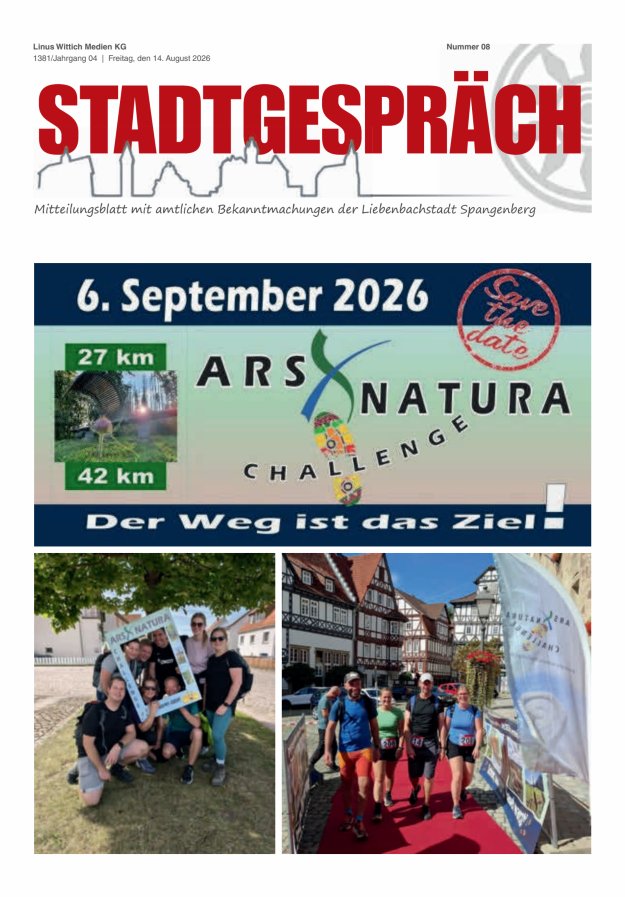 Stadtgespräch Spangenberg Titelblatt 08/2026