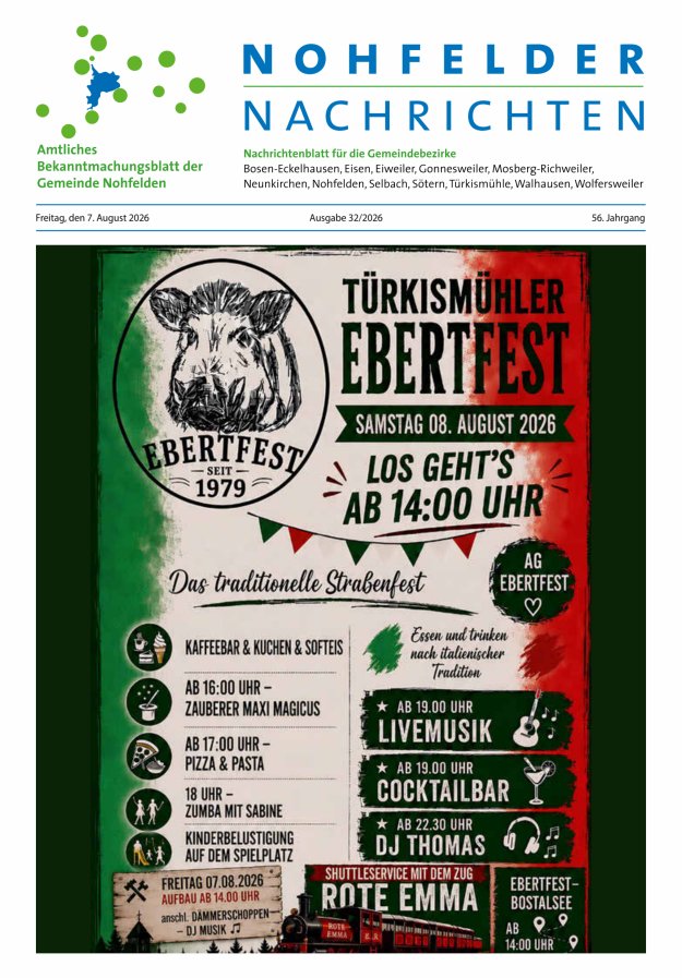 Nohfelder Nachrichten Titelblatt 32/2026