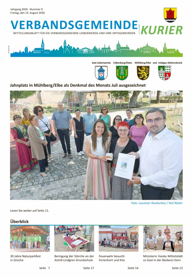 Verbandsgemeindekurier - Mitteilungsblatt für die Verbandsgemeinde Liebenwerda Titelblatt 09/2026