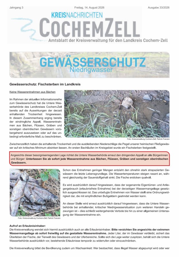 Kreisnachrichten Cochem-Zell Titelblatt 33/2026