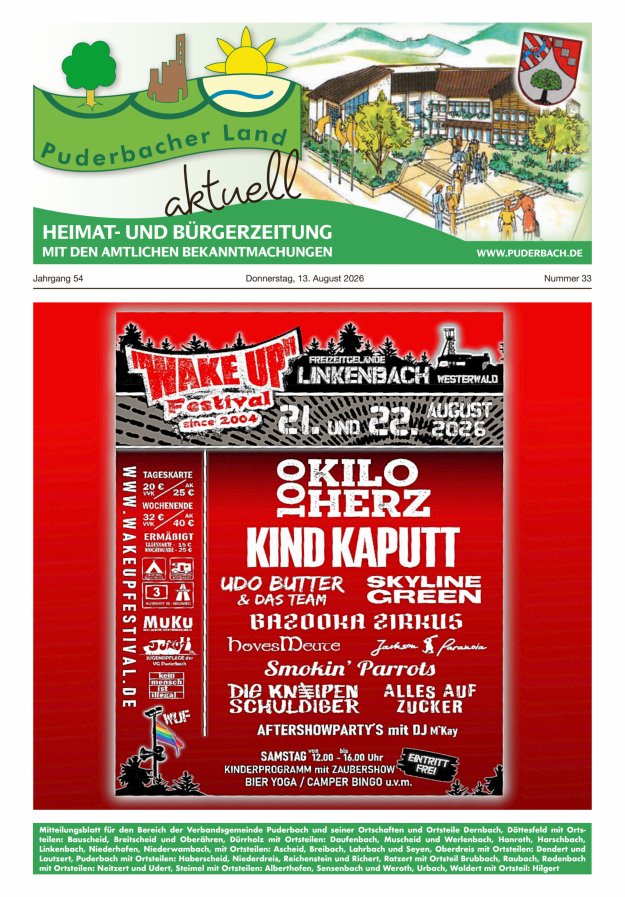 Puderbacher Land aktuell Titelblatt 33/2026