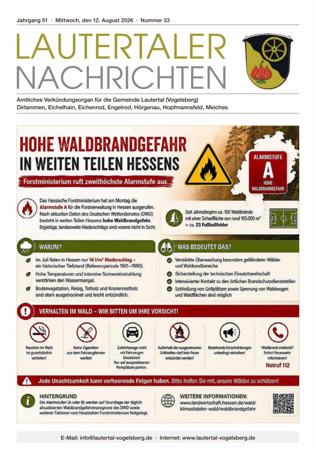 Lautertaler Nachrichten Titelblatt 33/2026