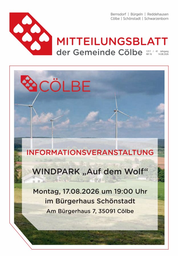 Cölbe Titelblatt 16/2026