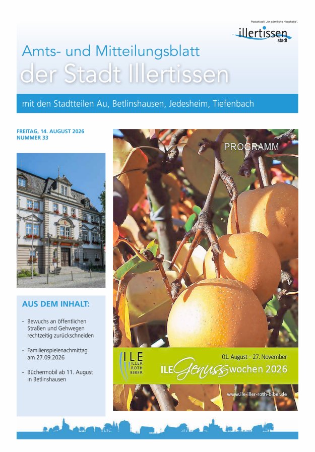 Amts- und Mitteilungsblatt Stadt Illertissen Titelblatt 33/2026