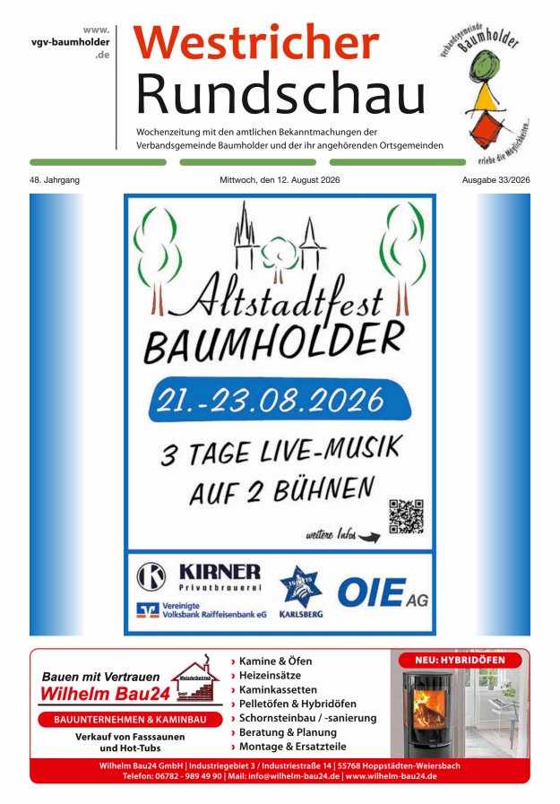 Westricher Rundschau VG Baumholder Titelblatt 33/2026