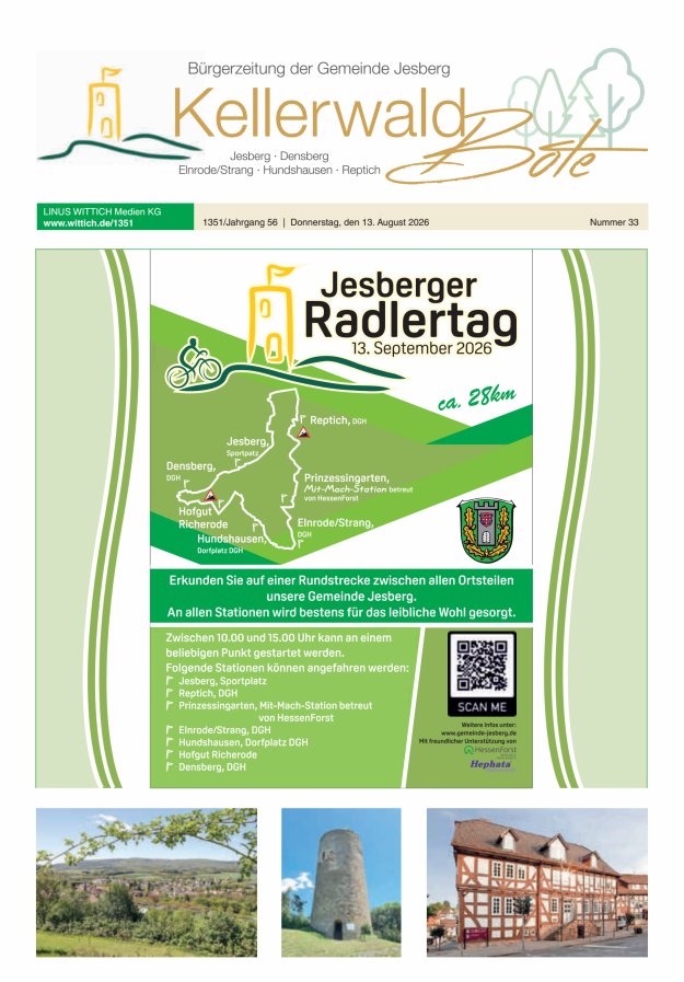Kellerwaldbote - Bürgerzeitung der Gemeinde Jesberg Titelblatt 33/2026