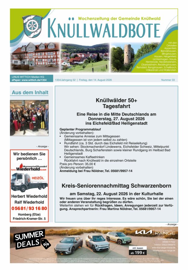 Knüllwaldbote Titelblatt 33/2026