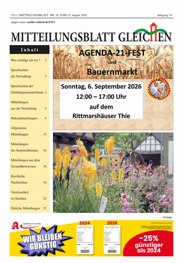 Mitteilungsblatt Gleichen Titelblatt 16/2026