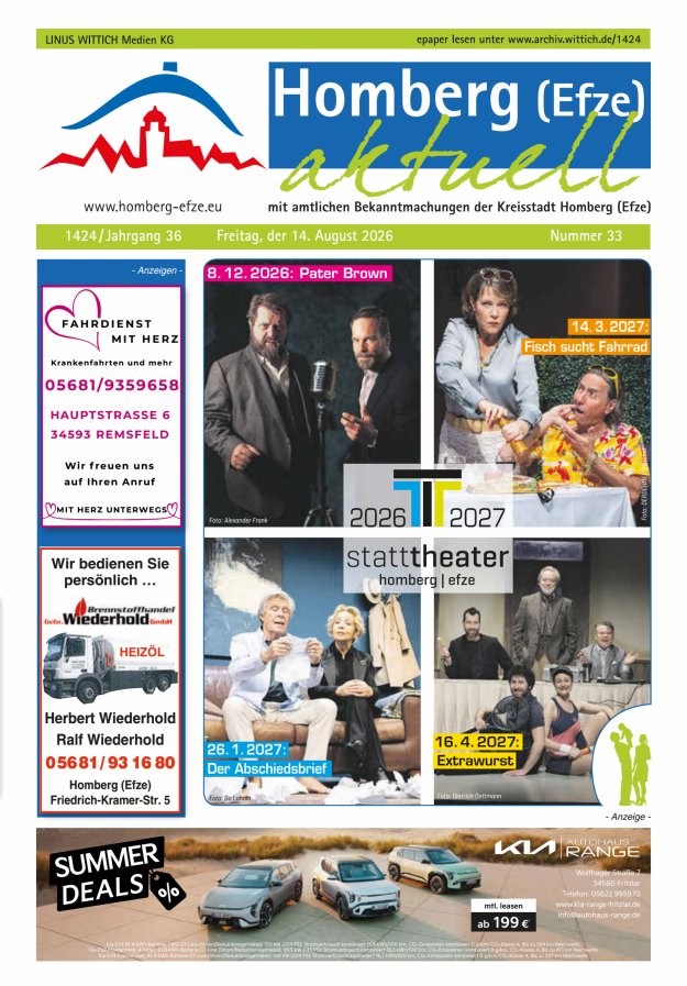 Homberg Efze aktuell Titelblatt 33/2026