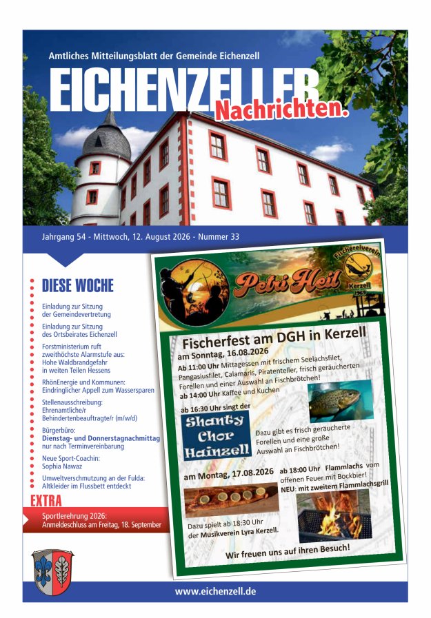 Amtliches Mitteilungsblatt der Gemeinde Eichenzell Titelblatt 33/2026