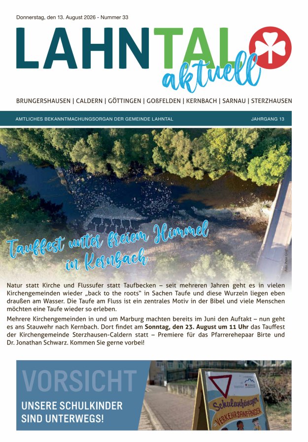 Amtliches Bekanntmachungsorgan der Gemeinde Lahntal Titelblatt 33/2026