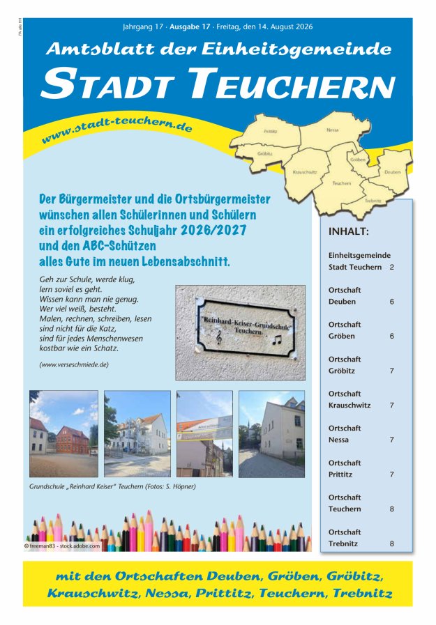 Amtsblatt der Einheitsgemeinde Stadt Teuchern Titelblatt 17/2026