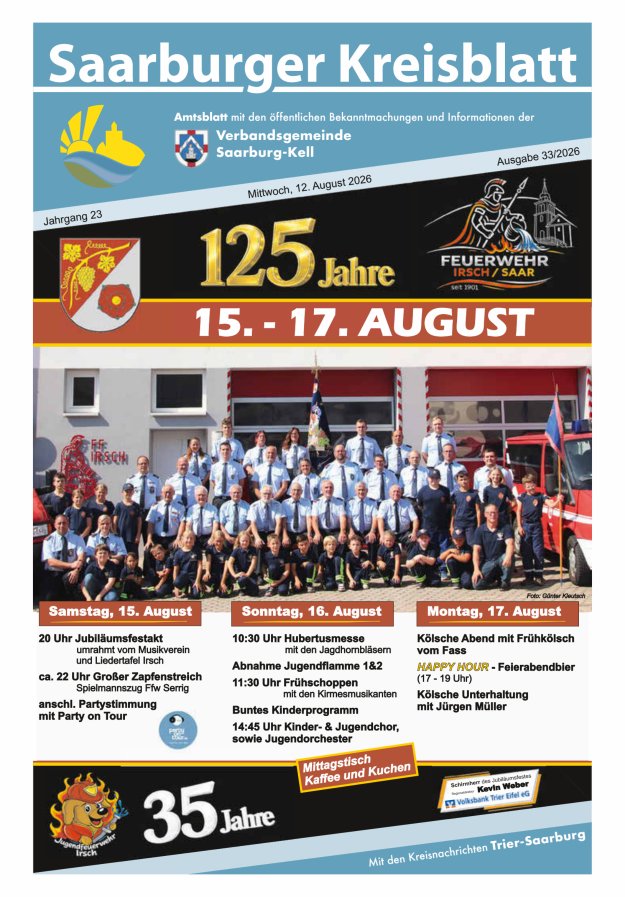 Saarburger Kreisblatt Titelblatt 33/2026
