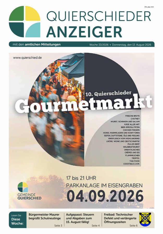 Quierschieder Anzeiger Titelblatt 33/2026