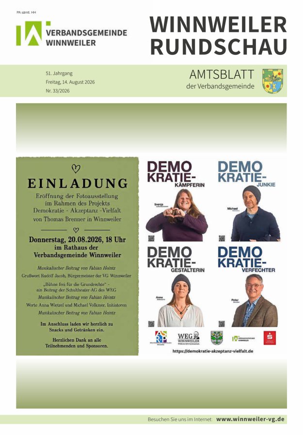 Winnweiler Rundschau Titelblatt 33/2026