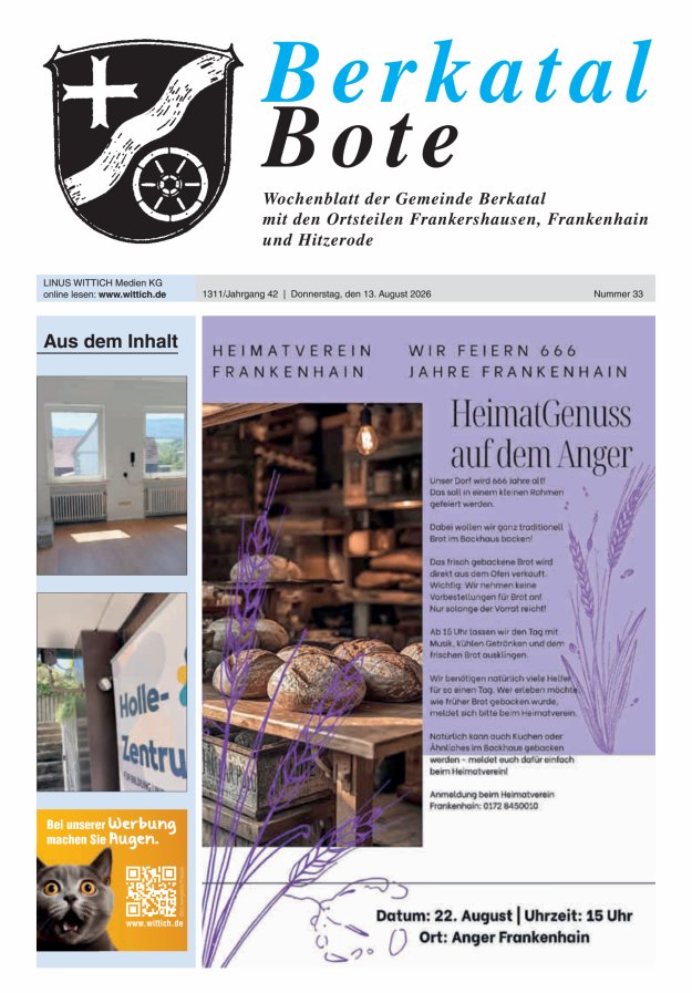 Berkatal Bote Titelblatt 33/2026