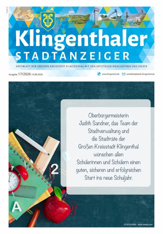 Klingenthaler Stadtanzeiger  Titelblatt 17/2026