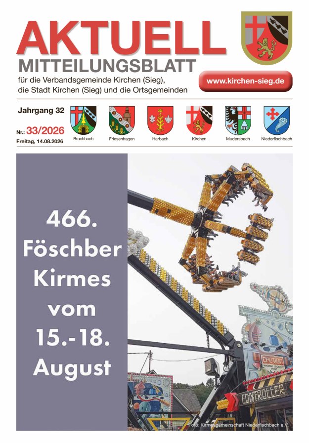 Aktuell - Mitteilungsblatt für die VG Kirchen (Sieg) Titelblatt 33/2026