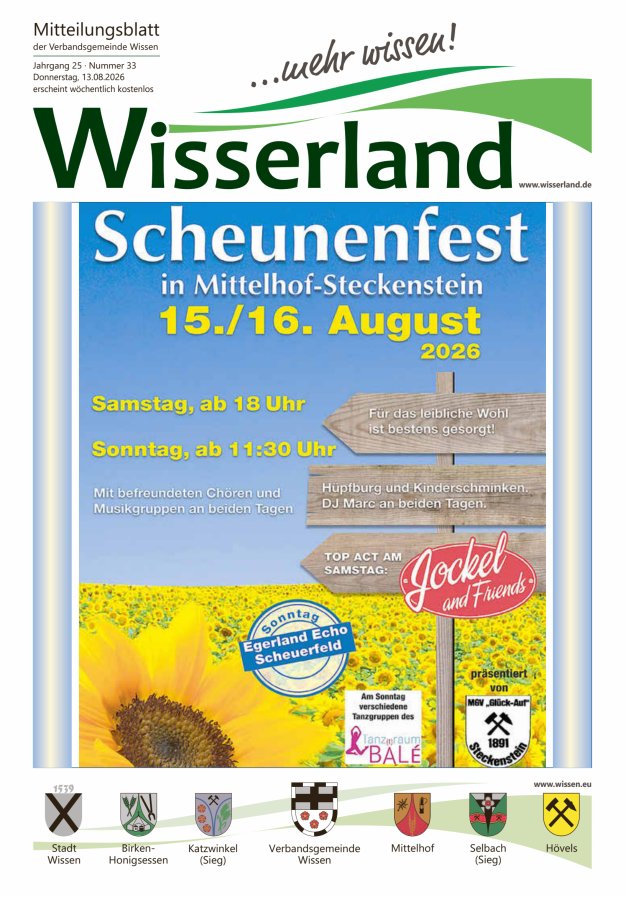 Mitteilungsblatt Wissen - Wisserland...mehr wissen! Titelblatt 33/2026