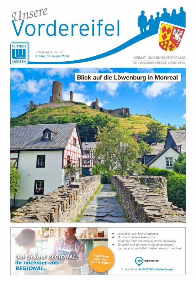 Mitteilungsblatt Vordereifel - Heimat- u Bürgerzeitung der VG Vordereifel Titelblatt 33/2026