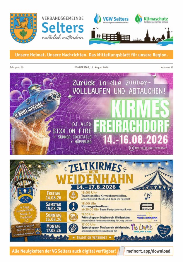 Unsere Verbandsgemeinde Selters Ww Titelblatt 33/2026
