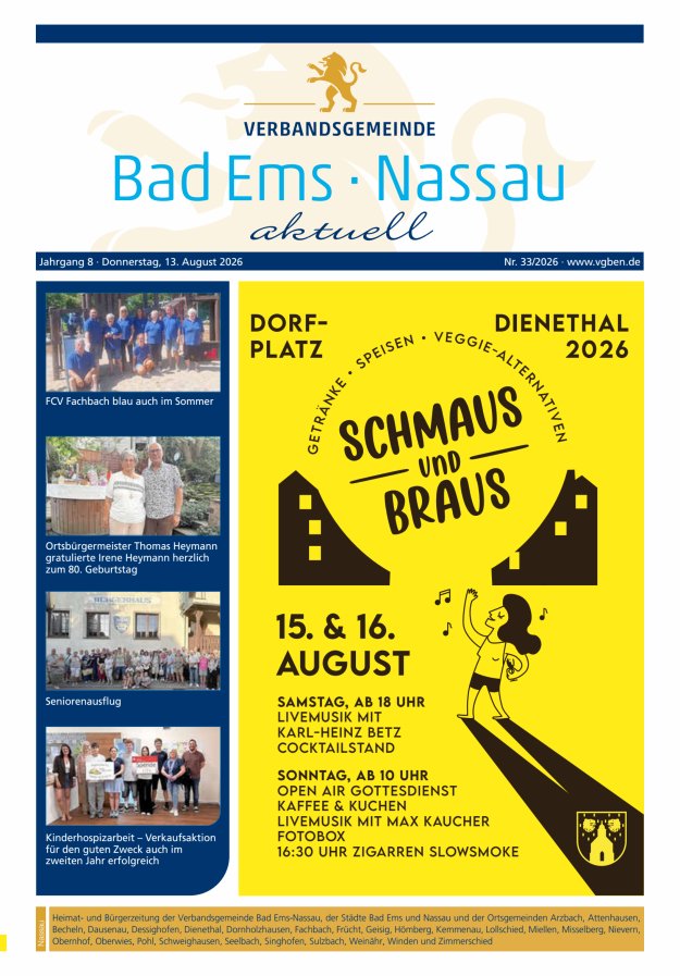 Bad Ems-Nassau aktuell Ausgabe Nassau Titelblatt 32/2026