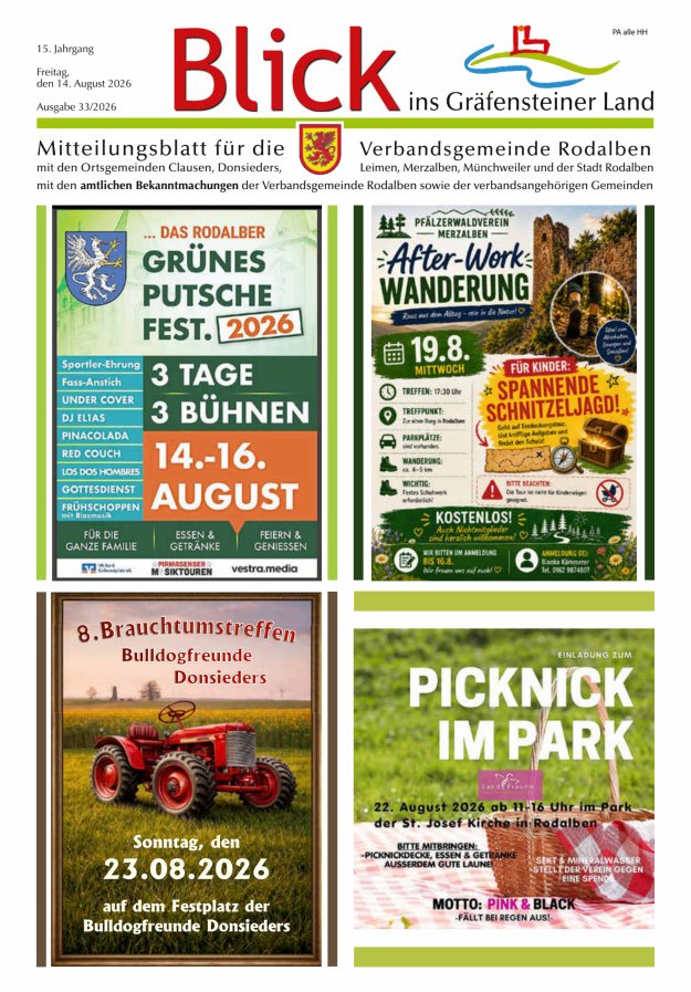 Blick ins Gräfensteiner Land VG Rodalben Titelblatt 33/2026