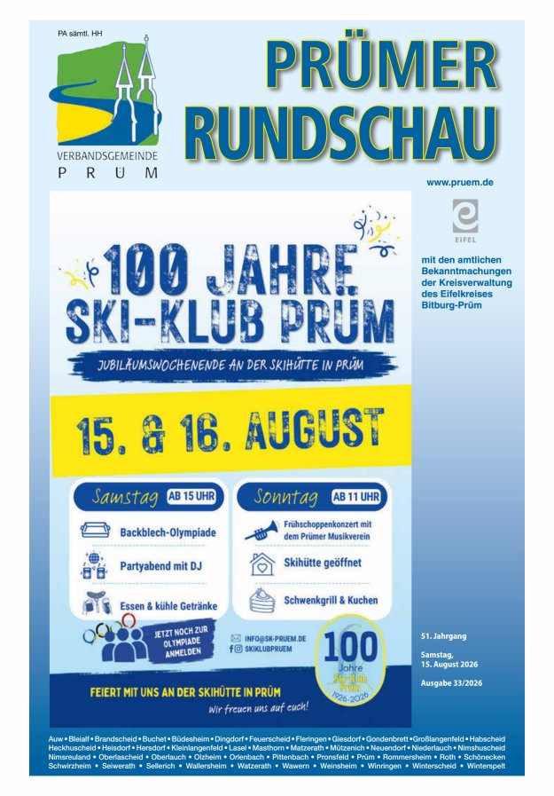 Prümer Rundschau Titelblatt 33/2026