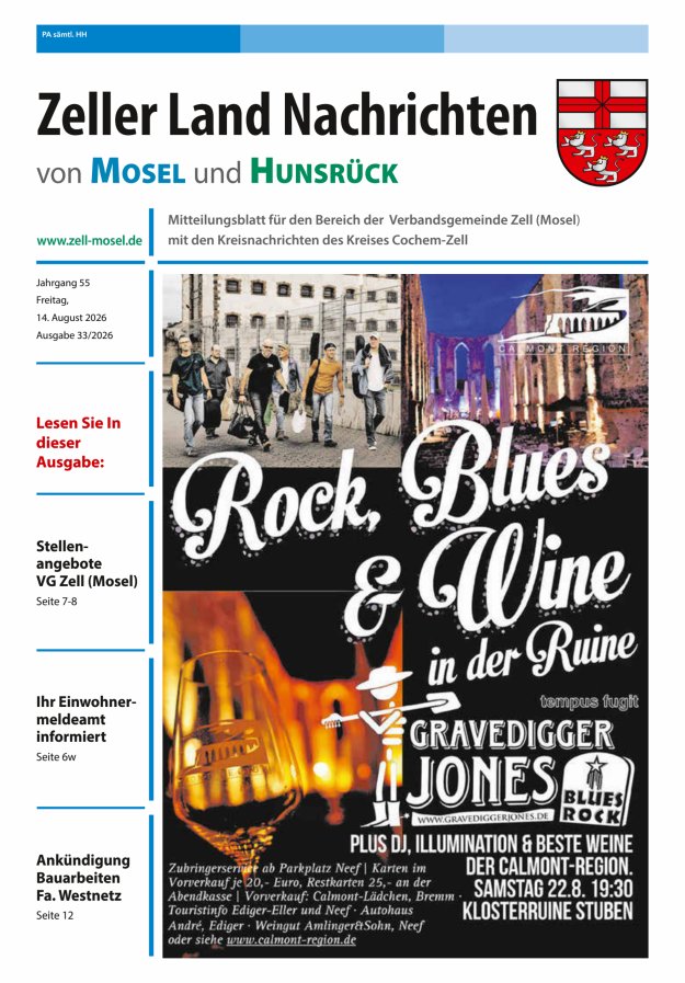 Zeller Land Nachrichten Titelblatt 33/2026