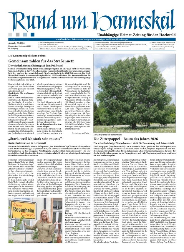 Rund um Hermeskeil Titelblatt 33/2026