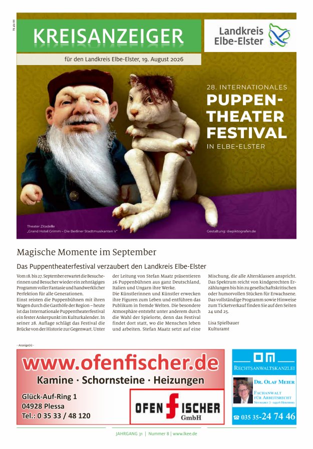 Kreisanzeiger für den Landkreis Elbe-Elster Titelblatt 08/2026