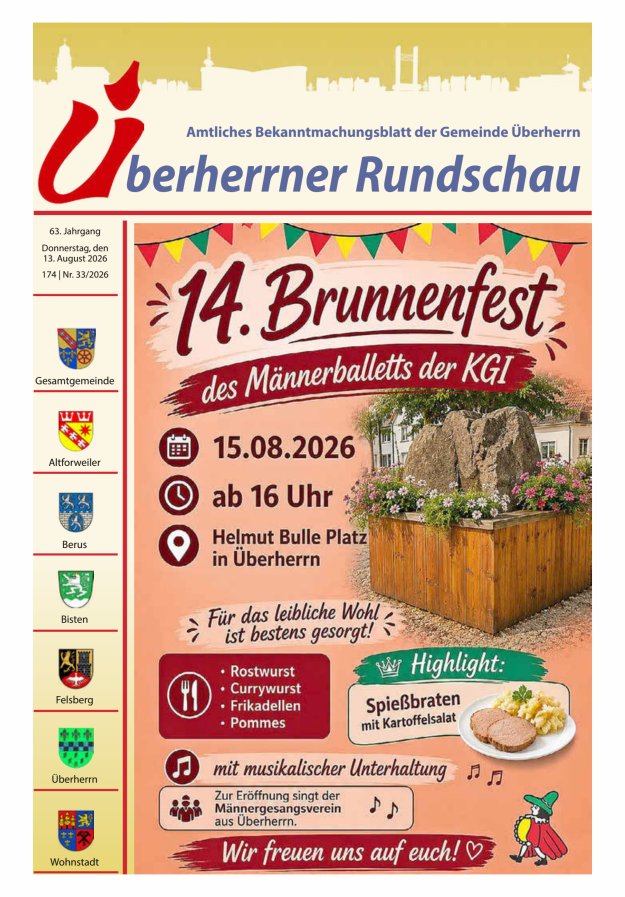 Überherrner Rundschau Titelblatt 33/2026