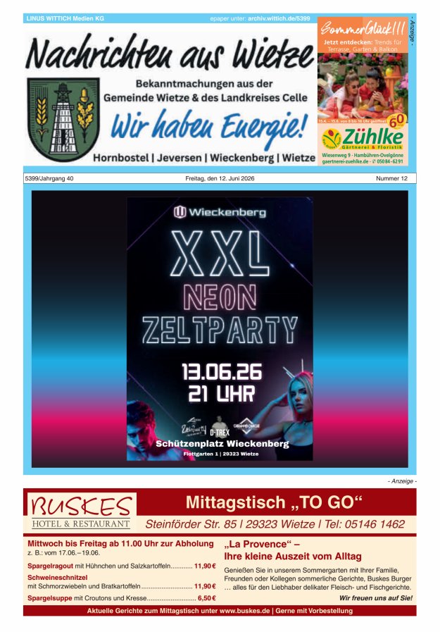 Nachrichten aus Wietze Titelblatt 12/2026