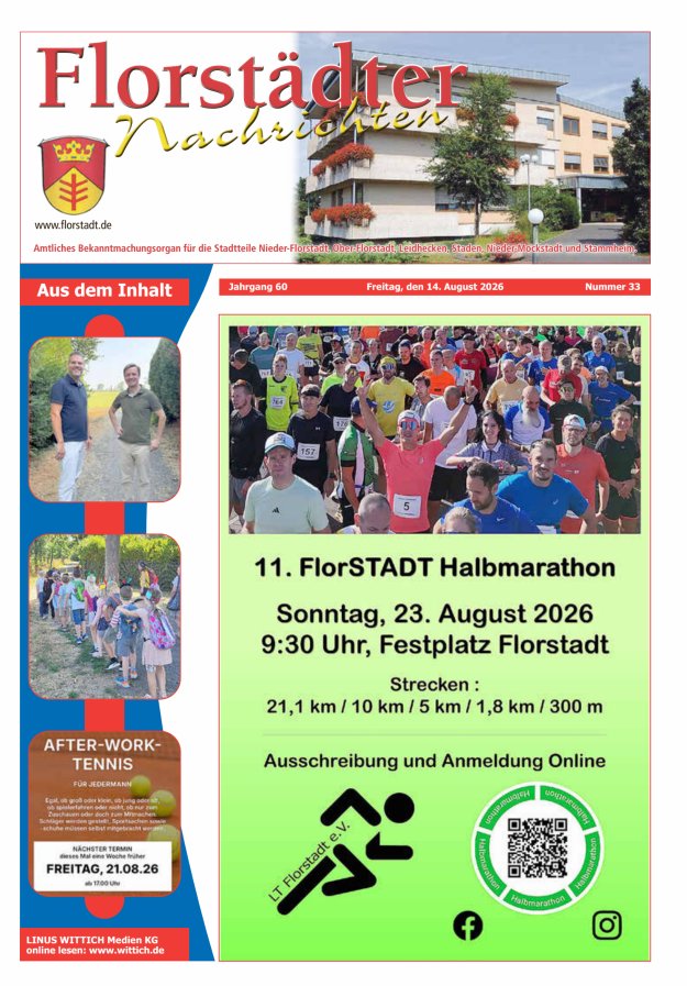 Florstädter Nachrichten Titelblatt 33/2026