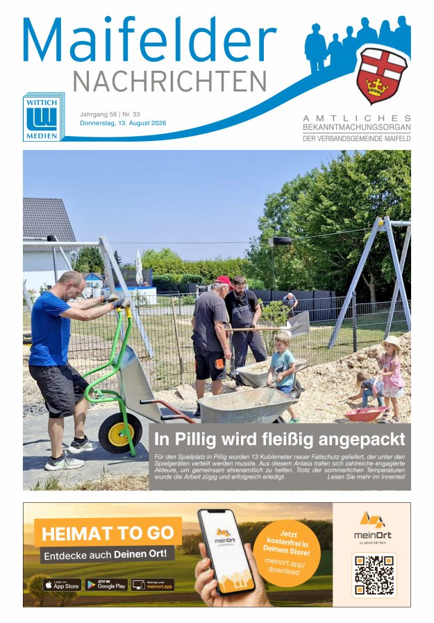 Maifelder Nachrichten - Wochenzeitung der Verbandsgemeinde Maifeld Titelblatt 33/2026