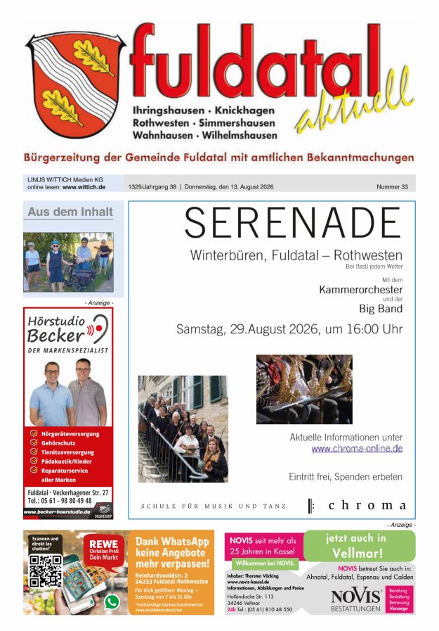 Fuldatal aktuell Titelblatt 33/2026