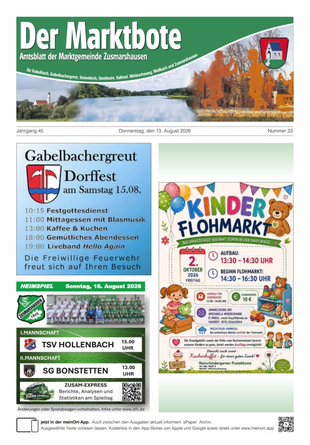 Zusmarshausen - Der Marktbote Titelblatt 33/2026