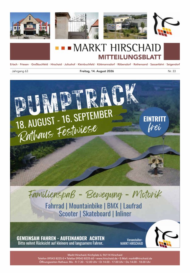 Mitteilungsblatt Markt Hirschaid Titelblatt 33/2026
